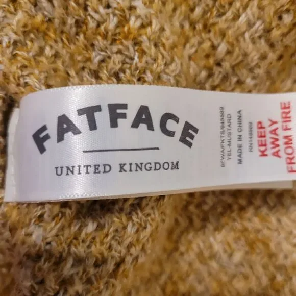 FAT FACE UK BROWN CREAM GOLD WOVEN Cotton Blend lightweight sweater 6 medium - Picture 8 of 9